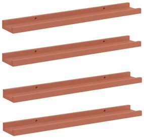 vidaXL Falpolc polcokkal tárolóval 4 pcs Piros 60 x 9 x 3 cm Faanyag