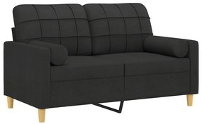 vidaXL 2 személyes fekete szövet kanapé díszpárnákkal 120 cm