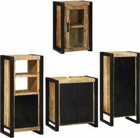 vidaXL Fürdőszoba bútor szett polcokkal 4 pcs Barna Tömör Mangófát