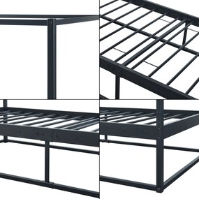 [en.casa] Baldachinos ágy Kristianstad matraccal 90x200 cm fekete