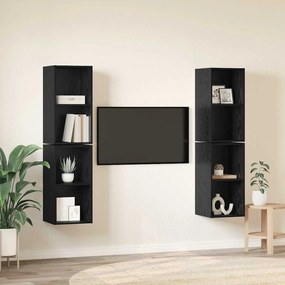 Fali TV Szekrény 4 pcs Fekete tölgy 37 x 37 x 72 cm Faanyag