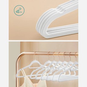 Bársony vállfák, 30 db-os ruhaakasztó készlet, fehér