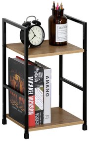 Intenso Home 2 szintes nyitott könyvespolc / éjjeliszekrény 29 x 48cm (Aranytölgy) | Univerzális tároló állvány fém lábakkal
