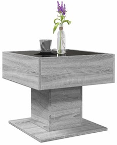 Szürke sonoma szerelt fa dohányzóasztal LED-del 50 x 50 x 45 cm