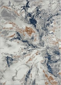 Szőnyeg nappaliba 133x190cm, plüss puha szál, krémes-kék beton mintázat