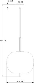 GLOBO 15345H1 BLACKY Egyágú Függesztett Lámpa IP20