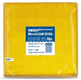 Törlőkendő, univerzális, 10 db, 40x40 cm, BONUS MicroCLEAN Extra, sárga (KHT1299)