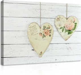 Vászonkép 70x50 Szerelem szív rózsa virágok dekupázs romantika érzelem