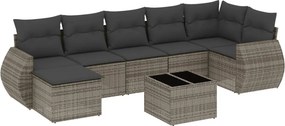vidaXL 8 részes szürke polyrattan kerti ülőgarnitúra párnákkal