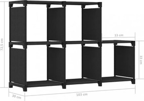 5 rekeszes fekete szövet bemutató polc 103 x 30 x 72,5 cm