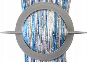 Függöny Spagetti Átszőtt Ezüstszál 300x250 Kék Ezüst Fehér