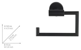 Matt fekete öntapadós rozsdamentes acél WC-papír tartó Bosio – Wenko