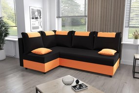 SANVI kinyitható sarok ülőgarnitúra - narancssárga / fekete