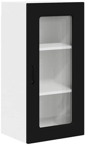 Fali konyhaszekrény 2 pcs Fekete 40 x 31 x 80 cm Faanyag