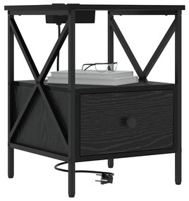 Éjjeliszekrény 2 pcs Musta tammi 41.5 x 40.5 x 55 cm Faanyag