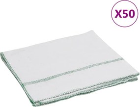 vidaXL 50 db fehér tisztító kendők zöld csíkokkal 50 x 60 cm