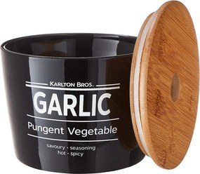 KARLTON BROS fokhagymatartó, fekete Ø 14cm