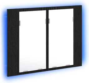 vidaXL Fürdőszobai tükörszekrény Fekete tölgy 60 x 12 x 45 cm Faanyag