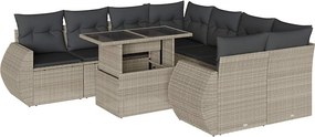 vidaXL 9 részes világosszürke polyrattan kerti ülőgarnitúra párnával