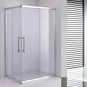 Stuxi Nizza 100x80 cm aszimmetrikus két tolóajtós zuhanykabin 6 mm vízlepergető biztonsági üveggel, króm elemekkel, 190 cm magas