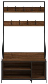 barna tölgyszínű ruhafogas cipőpolccal 100x41x184 cm