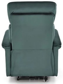 SEMIR sötétzöld karosszék elektromos dönthető funkcióval / USB csatlakozóval