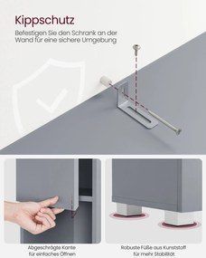 Magas fürdőszobai szekrény 30×30×170 cm, misztikus szürke színben