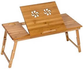 tectake 401654 laptoptartó asztalka ágyba 72 x 35 x 26 cm, összecsukható, dönthető, magassága állítható - barna