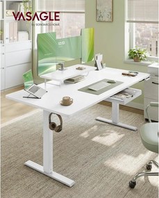 Magasságállítható íróasztal, 160 x 80 cm, fehér
