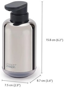 Fényes ezüstszínű rozsdamentes acél szappanadagoló 300 ml EasyStore Luxe – Joseph Joseph