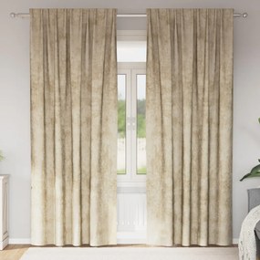 Velvet függönyök 2 db fémgyűrűkkel, Krém 245x140 cm