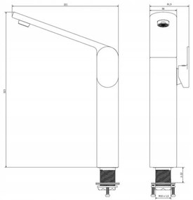 Erga Bisk Futura, magas mosogató csaptelep H323mm, króm, ERG-03002