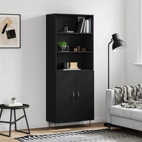 fekete szerelt fa magasszekrény 69,5 x 34 x 180 cm