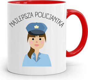 Piros Bögre Ajándék A Legjobb Rendőrnőnek fényképes nyomtatással
