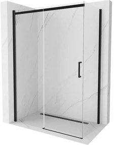 Mexen Omega zuhany 150x80cm, 8mm üveg, fekete profil-átlátszó üveg, 825-150-080-70-00