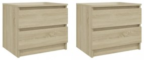 2 db sonoma tölgy színű szerelt fa éjjeliszekrény 50x39x43,5 cm