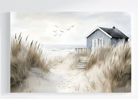 Canvas Vászonkép Tengerpart Házikó Homok Fű Tenger 60x40