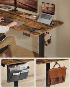 Magasságállítható elektromos íróasztal memóriafunkcióval 180 x 80 cm, vintage barna