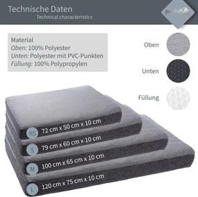 Kutyafekhely XS 72 x 50 x 10 cm világosszürke