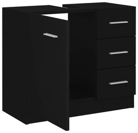 fekete szerelt fa mosdószekrény 63 x 30 x 54 cm