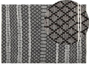 Fekete és bézs bőrszőnyeg 140 x 200 cm FEHIMLI Beliani