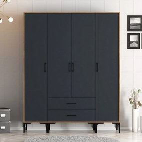 Kumsal gardróbszekrény, dió-antracit, 160 cm – TR845HCT5479