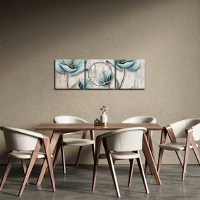 Kép - Virágok a textúrán (órával) (90x30 cm)
