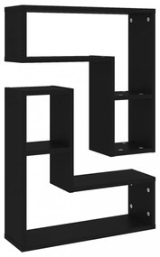 2 db fekete forgácslap fali polc 50 x 15 x 50 cm