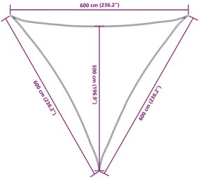 sárga háromszög alakú oxford-szövet napvitorla 6 x 6 x 6 m