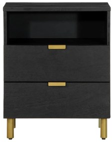 vidaXL fekete tömör szerelt fa éjjeliszekrény 50 x 33 x 62 cm