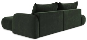 Sötétzöld kinyitható sarokkanapé (jobb oldali-heverő résszel) Hale – Makamii