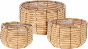 Virágtartó Fedél Fonott Fedél Szett 3 Db-os Kerek Fedél