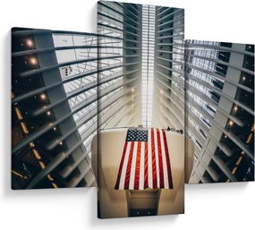 Építkezés az USA zászlóval képe (90x60 cm)