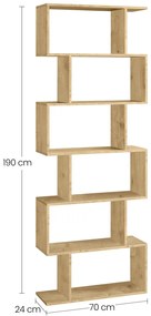 Könyvespolc TAYLOR ARTISAN 6 Polc, 70x190 cm